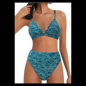 Women's Blue Patterned Bikini Set